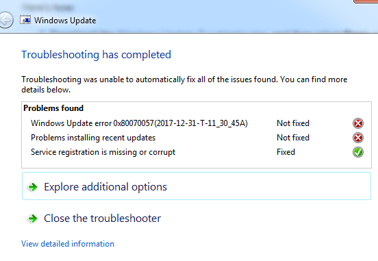 Windows Update Error 0x80070057