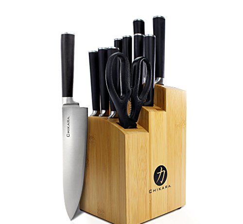 Ginsu Gourmet Chikara Series Forged 12-Piece Japanese Steel Knife Set Review Ginsu Gourmet Chikara Series Forged 12-Piece Japanese Steel Knife Set – Cutlery Set with 420J Stainless Steel Kitchen Knives – Bamboo Finish Block, 07112DS
