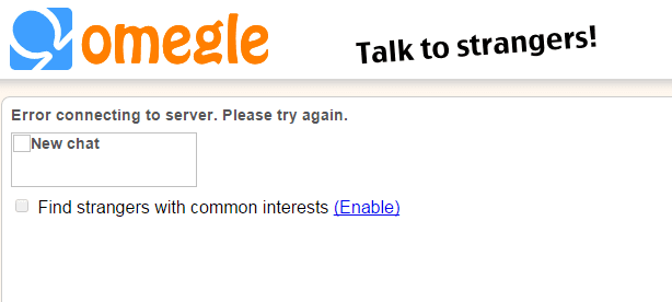 Omegle Error Connecting to Server Omegle Error Connecting to Server