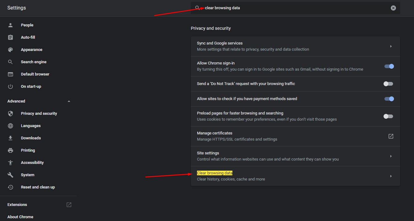 Clear Browsing Data