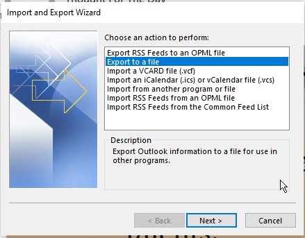 MS Outlook Import/Export Wizard