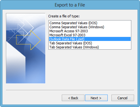 Outlook data file .pst