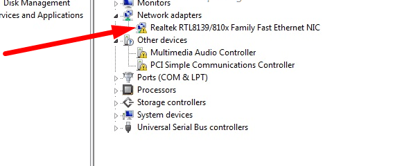 Network driver Yellow icon device manager Network driver Yellow icon device manager