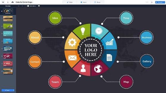 free-colorful-circle-diagram-free-prezi-next-presentation-template | Prezi presentation, Prezi templates, Circle diagram