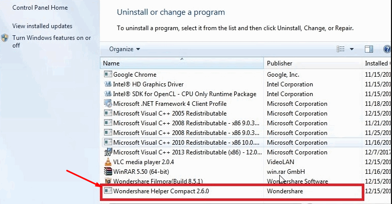 uninstall Wondershare Helper Compact