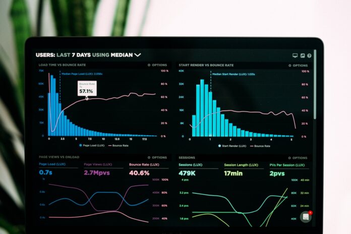 Photo by Luke Chesser graphs of performance analytics on a laptop screen