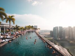 How to Keep Your Swimming Pool Safe: Tips for First-Time Hotel Managers group of people at the swimming pool under white clouds