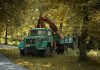 Why Industrial Tools and Vehicles Age Faster Than They Should An old truck with a crane sits among the trees.